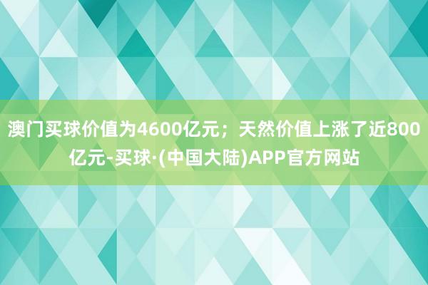 澳门买球价值为4600亿元；天然价值上涨了近800亿元-买球·(中国大陆)APP官方网站