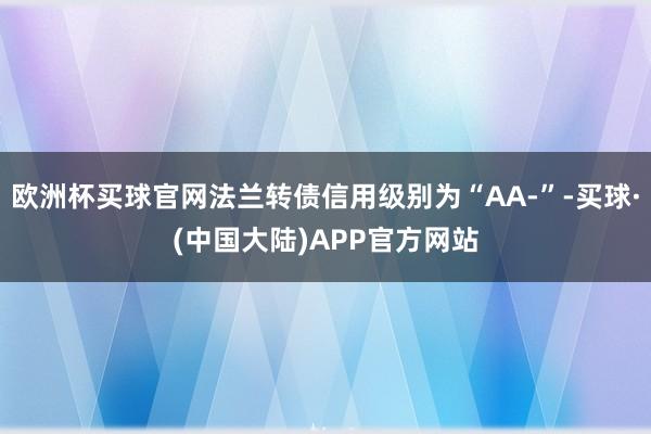 欧洲杯买球官网法兰转债信用级别为“AA-”-买球·(中国大陆)APP官方网站